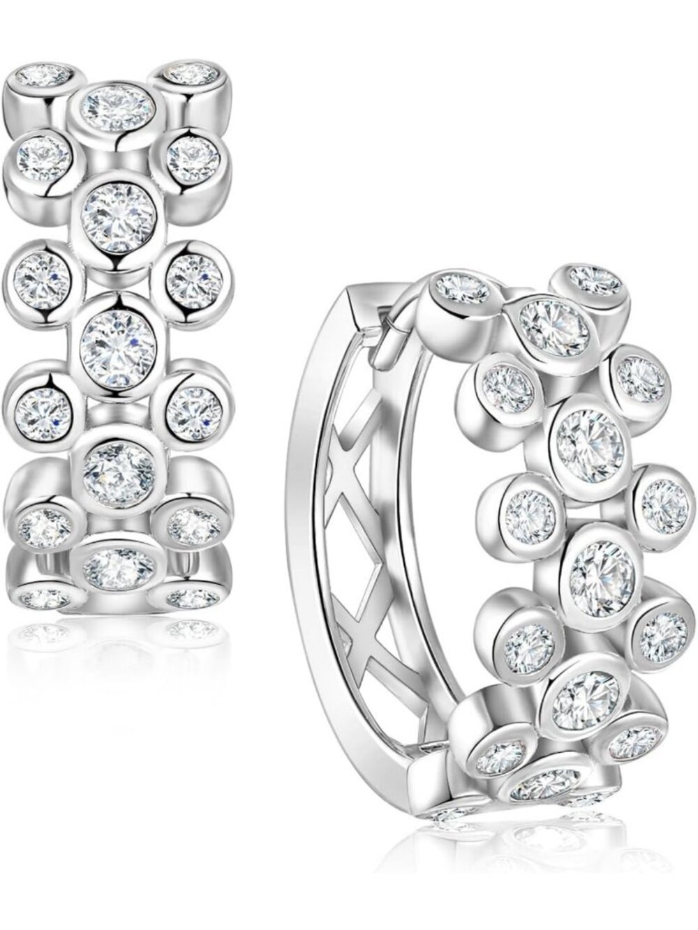 925 Sterling Silver Emerald Moissanite Hoop Earrings - Elegant Unisex Jewelry